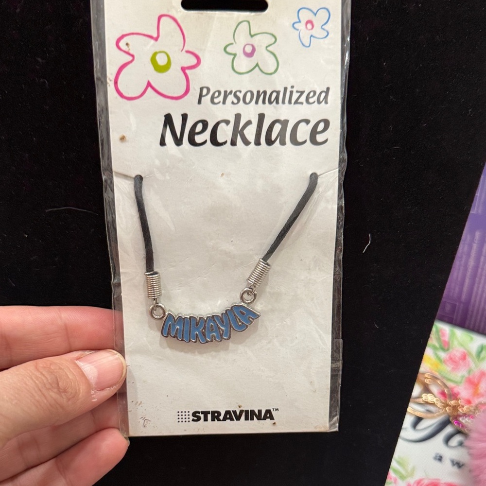 Stravina Personalized Necklace with Blue Nameplate